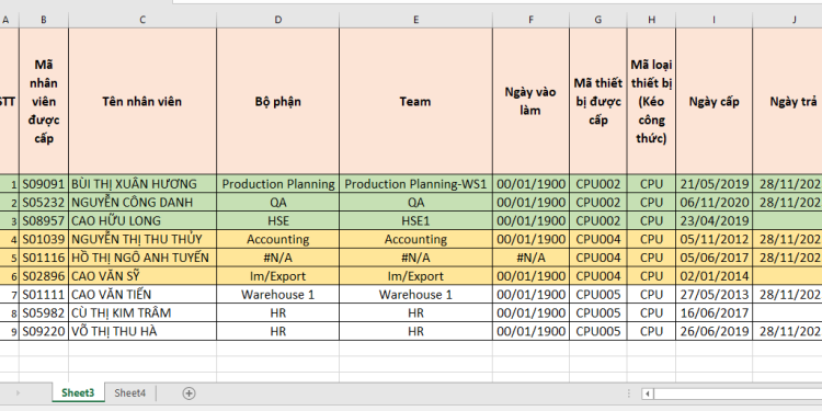 Sử dụng công thức INDEX MATCH trong Microsoft Excel